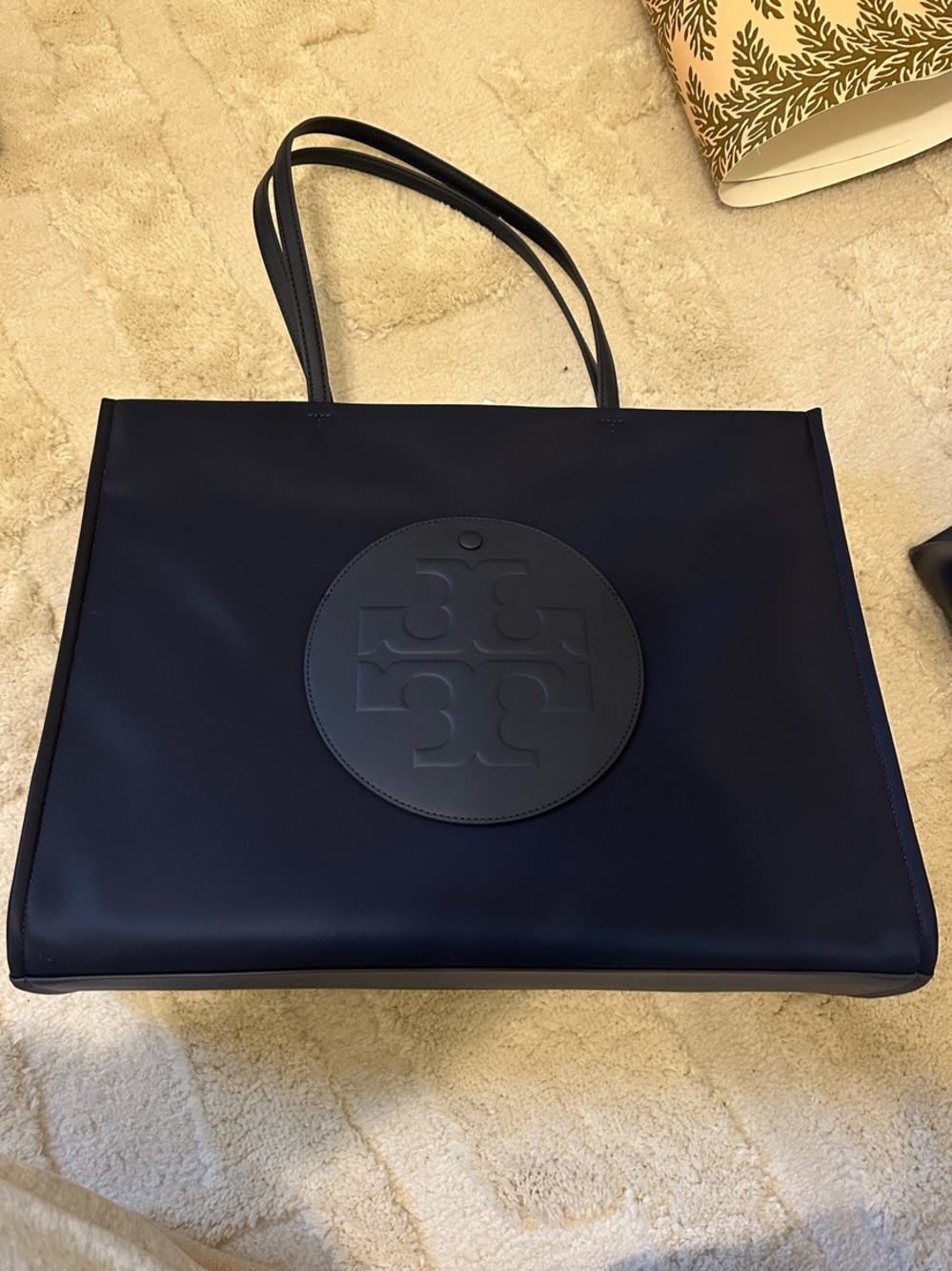 Tory Burch Navy Logo Circle Tote